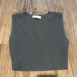 Aritzia Babaton Ribbed Crop Top - Charcoal